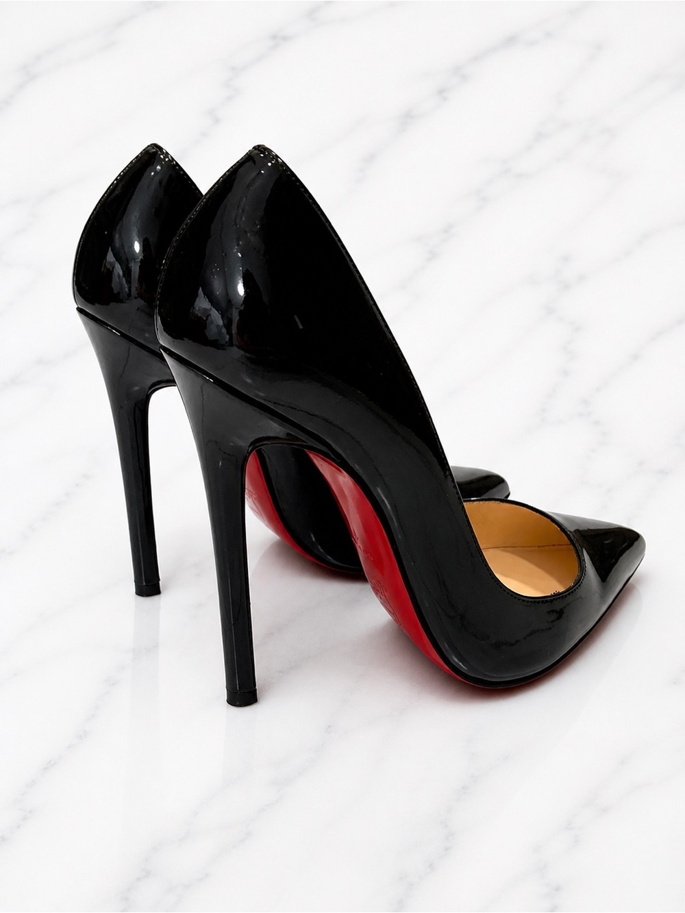 Christian Louboutin Pigalle Black Patent Leather Pointed-Toe Stilettos Heels 37 - Picture 7 of 15